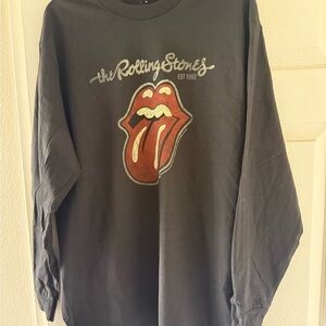 New Men's Rolling Stones Tour '78 Long Sleeve Black 100% Cotton Shirt Size XL